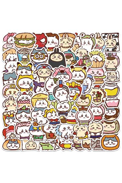 BANDAI 65PCS 64PCS Cute Chiikawa Stickers Cartoon Laptop Phone Snowboard Luggage Fridge DIY Decal Graffiti