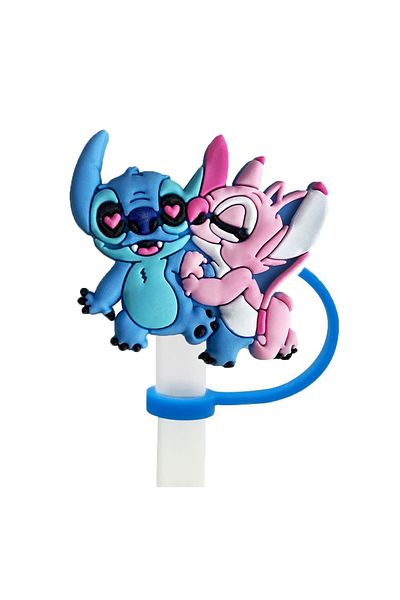 Choice 10 MM stitch 1pcs 1-8Pcs MINISO Disney Stitch Straw Cover Cap Cartoon Drink Straw Plug Reusable Dust