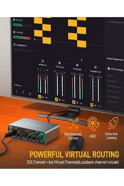 MAONO Ps22 Prostudio 2X2 USB Sound Card (Gray)