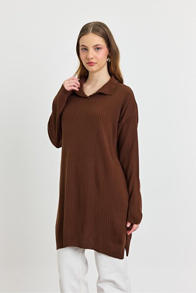 Rays 5410 Polo Neck Tunic Brown