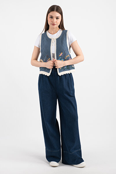 Hatun Atila Синій жіночий светр з візерунком Атіла, в'язаний трикотаж