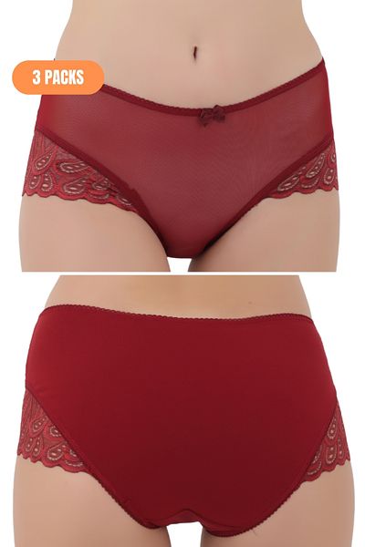 Merry Secret's 3 Pieces Women's Basic Soft Textured Combed Cotton Panties