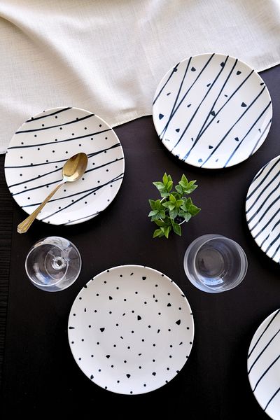 tabakevi 20cm 6-Person Porcelain Dash Cake Plate Tvl6Ptprs1108