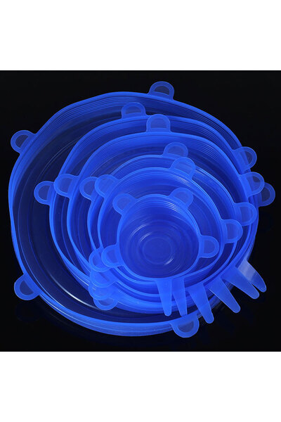 choice2 Blue circular Silicone Stretch Lids Reusable Universal Round Square S...