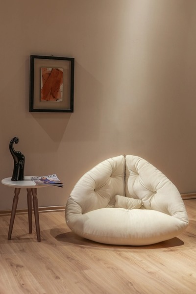 Berta Concept Floki Tekli Koltuk Berjer Krem