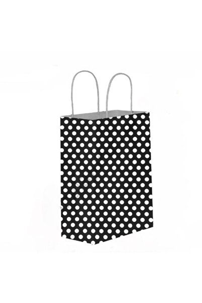 GİZPAK Siyah Puantiyeli Kağıt Poşet 25x31x12cm 25 ADET