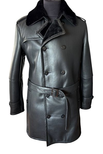 asus deri Black Ryl Second Hand Sheep Trench Coat Genuine Men's Fur
