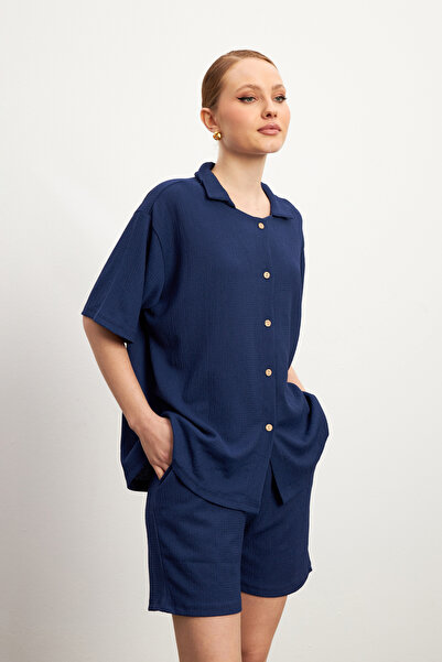 MODAGEN Γυναικείο κοστούμι σορτς με κοντομάνικο μπλε Navy