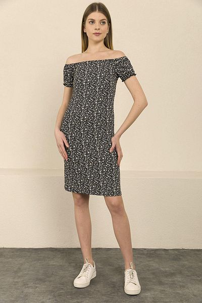 ŞİMAL Rochie de damă cu mânecă cu guler elastic cu imprimeu floral 240005   -