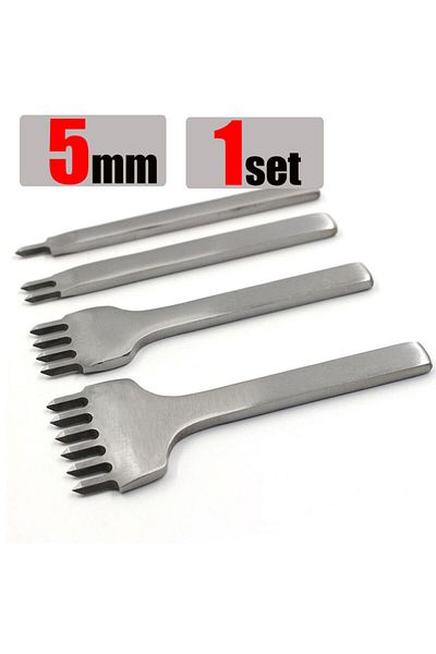Choice 5mm 1set 3/4/5/6mm Spacing Punch Tool For Leather Hole Punches Tool Lacing Stitching Sewing DIY Leat