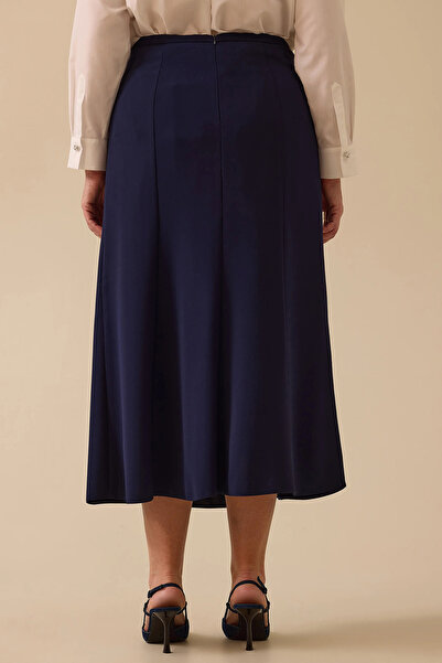 Gala-Xi Galaxi Women's Large Size Classic Cut Midi Skirt 4002 Navy Blue