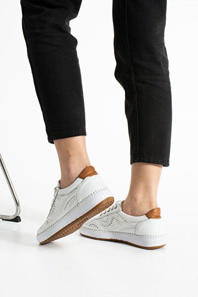 Getcho Ohen Women's Daily Lace-Up Sports Shoes White Orthopedic Sole Comfortable Walking Lightweight Model