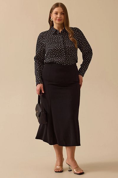 Gala-Xi Galaxi Women's Large Size Classic Cut Midi Skirt 4002 Black