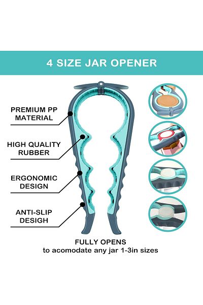 COOYA Jar Opener for Weak Hands, Seniors with Arthritis, 5 in 1 Multi Function Bottle Opener Lid Opener