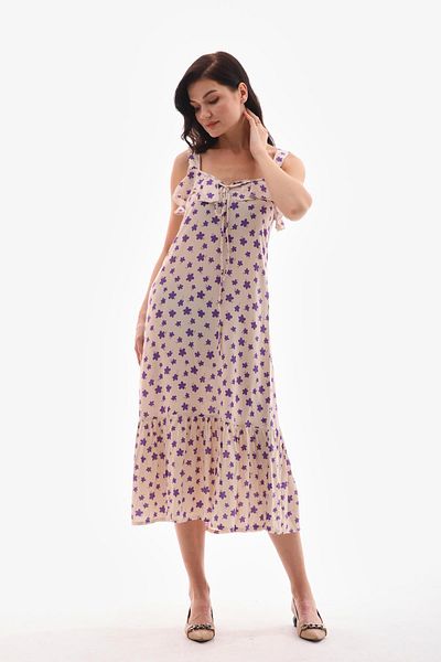 ŞİMAL Rochie lungă de damă cu volane cu imprimeu floral