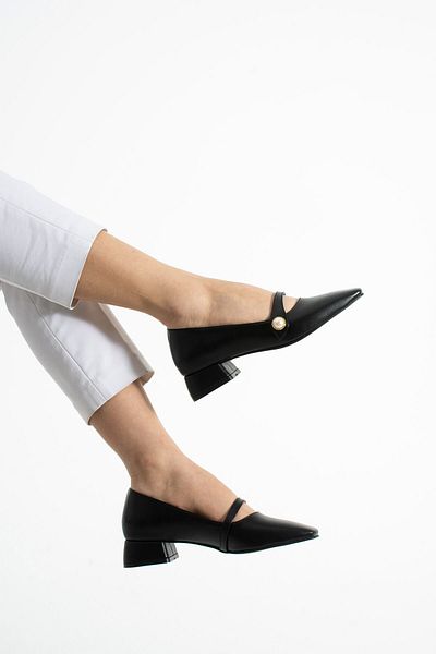 Getcho Pendle Women's Black Low Heeled Ballerina Shoes – Low Heeled Women's Shoes