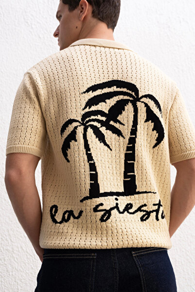 GIESTO ΠΛΕΚΤΟ ΜΠΕΖ ΠΟΥΚΑΜΙΣΟ ΜΕ ΣΧΕΔΙΟ ΠΑΛΜΙΑ