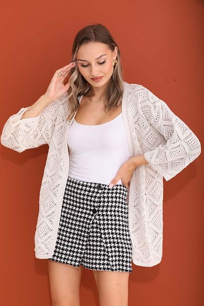 ŞİMAL Γυναικεία Bakalava Pattern Open Knit Knitted Cardigan 245068 -
