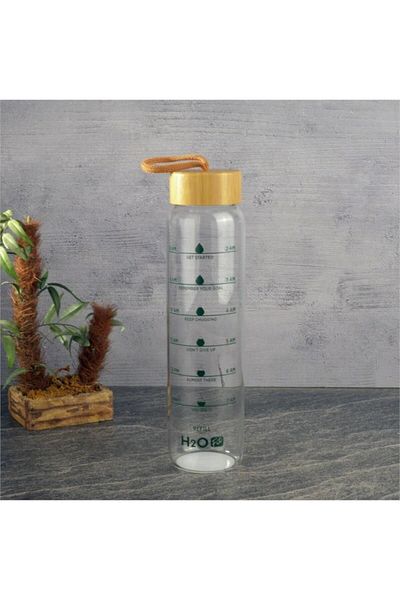 Tohana H2O دورق زجاجي سعة 1 لتر بغطاء من الخيزران 75992