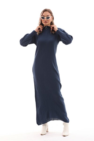 ŞİMAL Kadın Fermuar Detaylı Uzun Elbise 245032 -