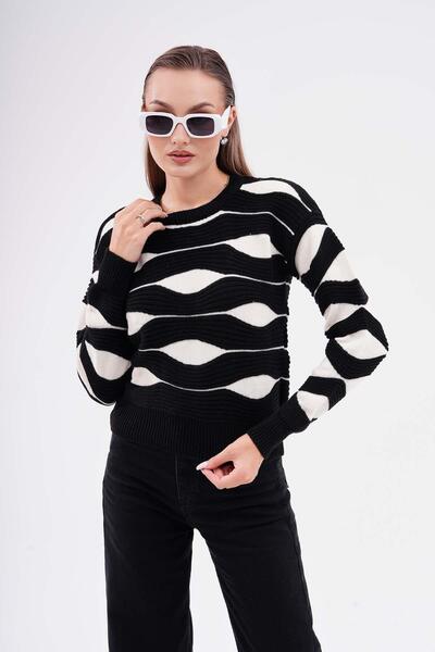 ŞİMAL Patterned Casual Knitwear Women's Knitted Sweater - 245146