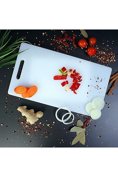 COOYA Plastic Chopping Board,with Non-Slip Base,Hanging Hole for Easy Storage(38 x 24 cm)
