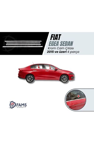 FAMS OTO AKSESUAR Fiat Egea Krom Cam Çıtası 4 Prç. 2015 Ve Üzeri Paslanmaz Çelik(SEDAN)