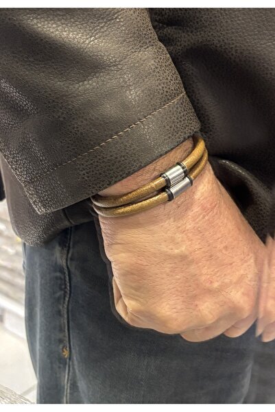 BONCADAS سوار جلدي بقفل مغناطيسي مع جهاز فولاذي