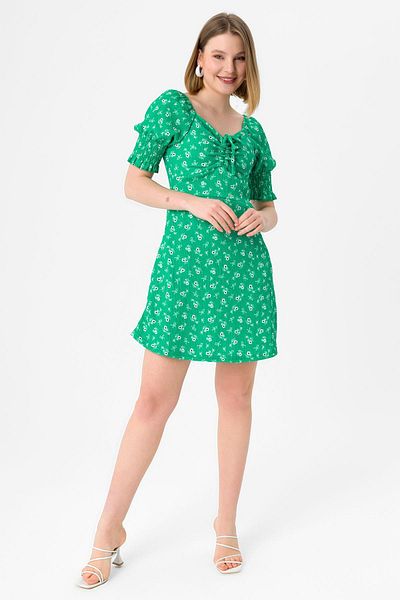 ŞİMAL Γυναικείο Λεπτομερές Φόρεμα με Floral Print - 250035