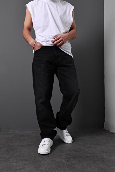 Slatra Men's Black Effect Baggy Trousers