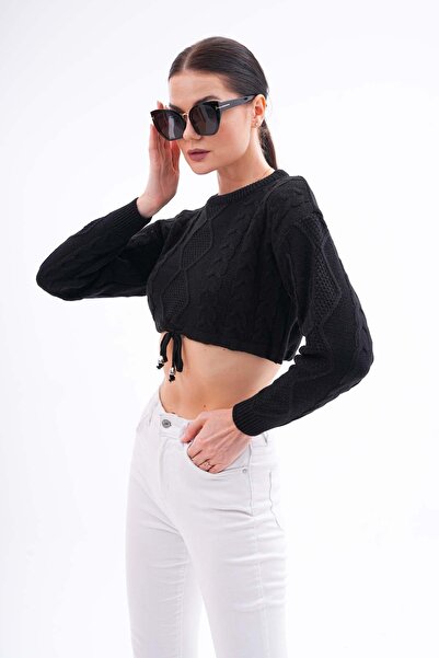 ŞİMAL Трикотажний короткий светр - жіночий, зі збірками на спідниці, 245140