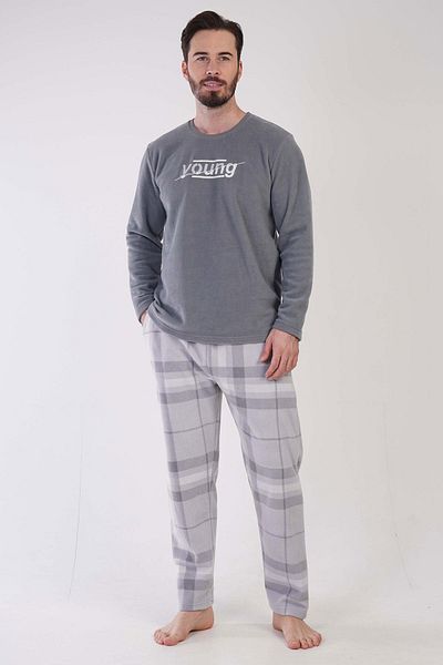 VİENETTA Σετ πιτζάμες Vienetta Man Ανδρικό Γκρι μακρυμάνικο Fleece