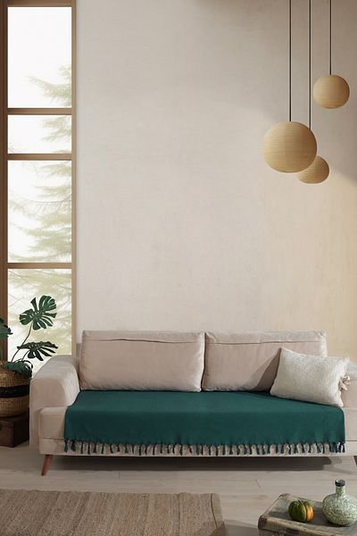 LADYNİL 115X200 Seat Cover Covering the Sitting Area |   Non-Slip, Stylish and Washable Design Green