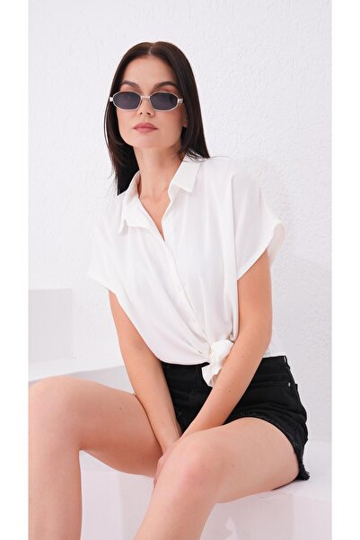 ŞİMAL Γυναικείο πουκάμισο - Με λεπτομέρεια δεσίματος μπροστά