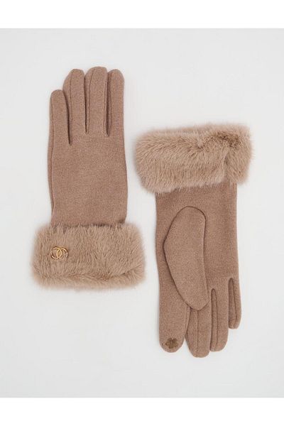 Kayra Fur Detailed Elled Gloves Mink