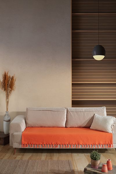 LADYNİL Κάλυμμα καθίσματος 115x200 που καλύπτει το κάθισμα |   Αντιολισθητικό, κομψό και πλενόμενο πορτοκαλί σχέδιο