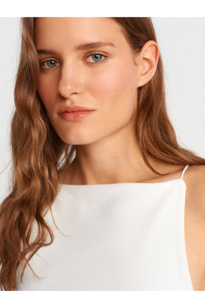 Dilvin 21020 Halter Collar Top-Ecru