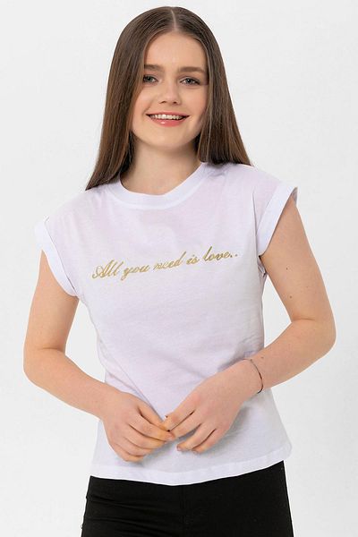 ŞİMAL Γυναικείο T-Shirt με στάμπα με κείμενο στο μπροστινό μέρος 250032   -