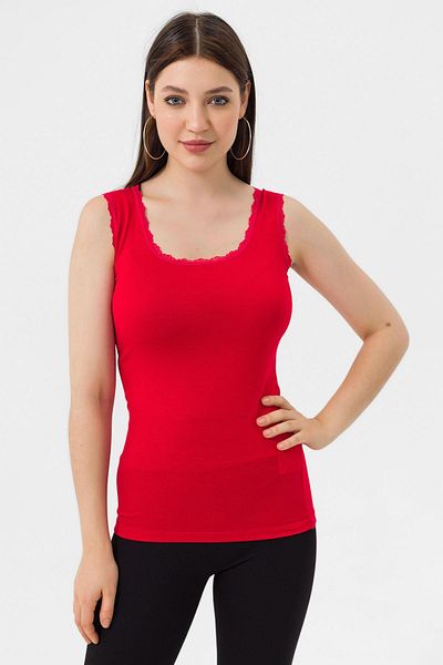 ŞİMAL Tricou de damă din bumbac pieptănat cu dantelă