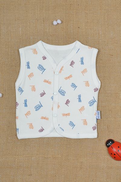BAVVİER 100% Cotton, Butterfly Patterned, Snap Buttoned Baby Vest