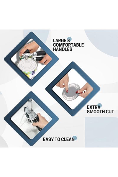 COOYA Manual Handheld Can Opener, Heavy Duty, Smooth Edge, Comfort Soft Handle, Built-in Bottle Opener
