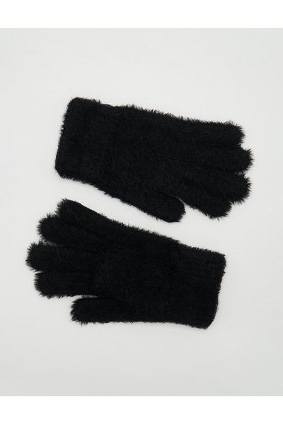 Kayra Mănuși de pluș negre