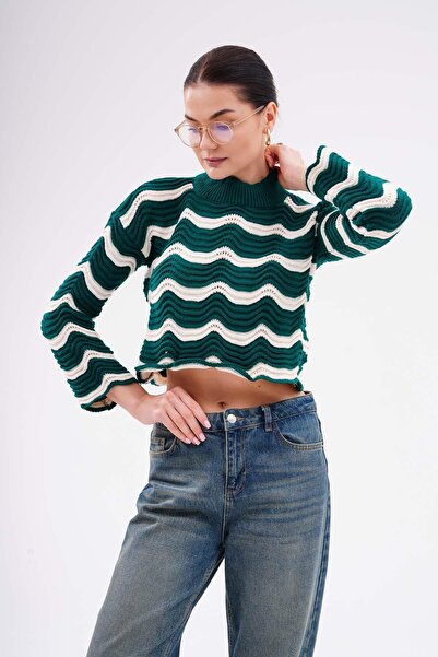 ŞİMAL Жіночий трикотажний светр із зигзагоподібним візерунком 245143 -