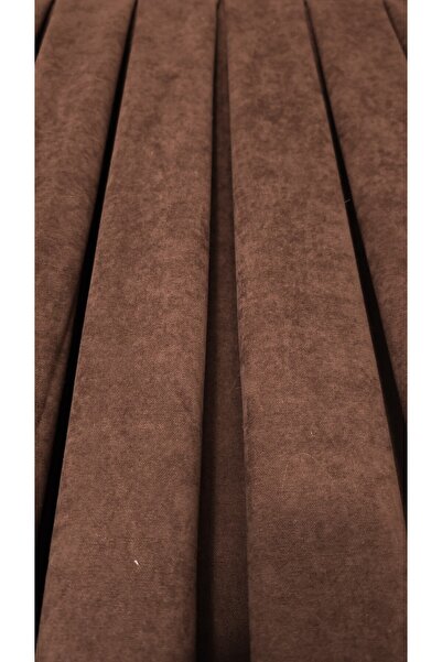Yuka Double Wing Bitter Brown Velvet Textured 1/3 Tight Pleated Solid Color Background Curtain Heavy Weight