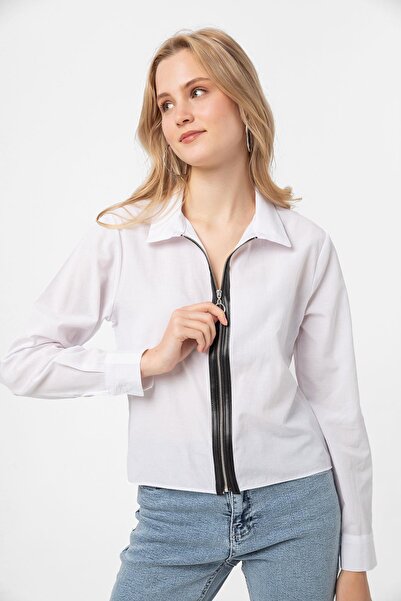 ŞİMAL Kadın Önü Fermuar Detaylı Gömlek