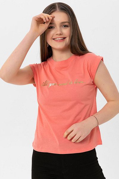 ŞİMAL Γυναικείο T-Shirt με στάμπα με κείμενο στο μπροστινό μέρος 250032   -