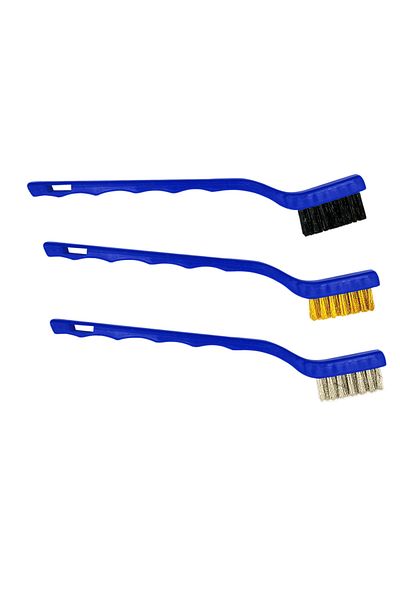 Mob 3-Piece Wire Brush Set – Nylon, Brass, and Steel Bristles for Cleaning and Rust Removal