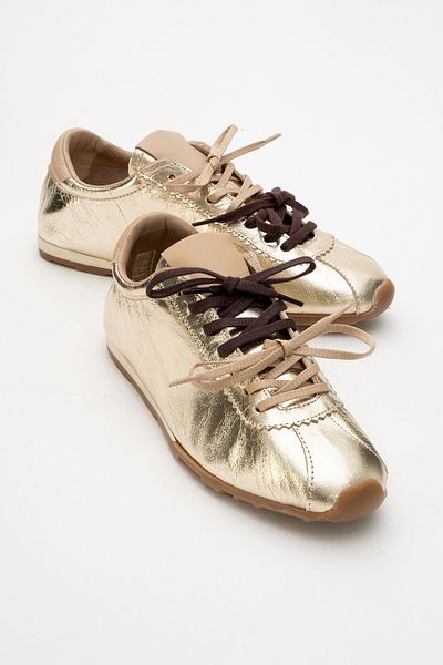 LuviShoes Pantofi sport de damă CREA Gold din piele naturală