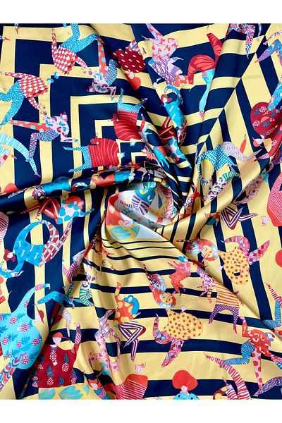 Bolder Scarf Navy/Yellow Figured Scarf 100*100