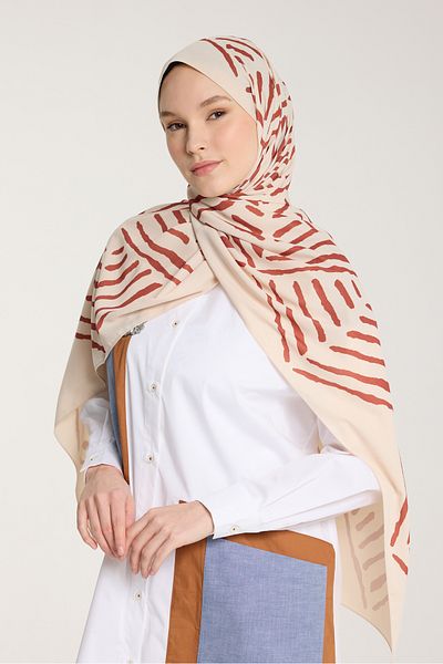 PURESCARFS Pure Tone Shawl - V Pattern - Beige - Tan